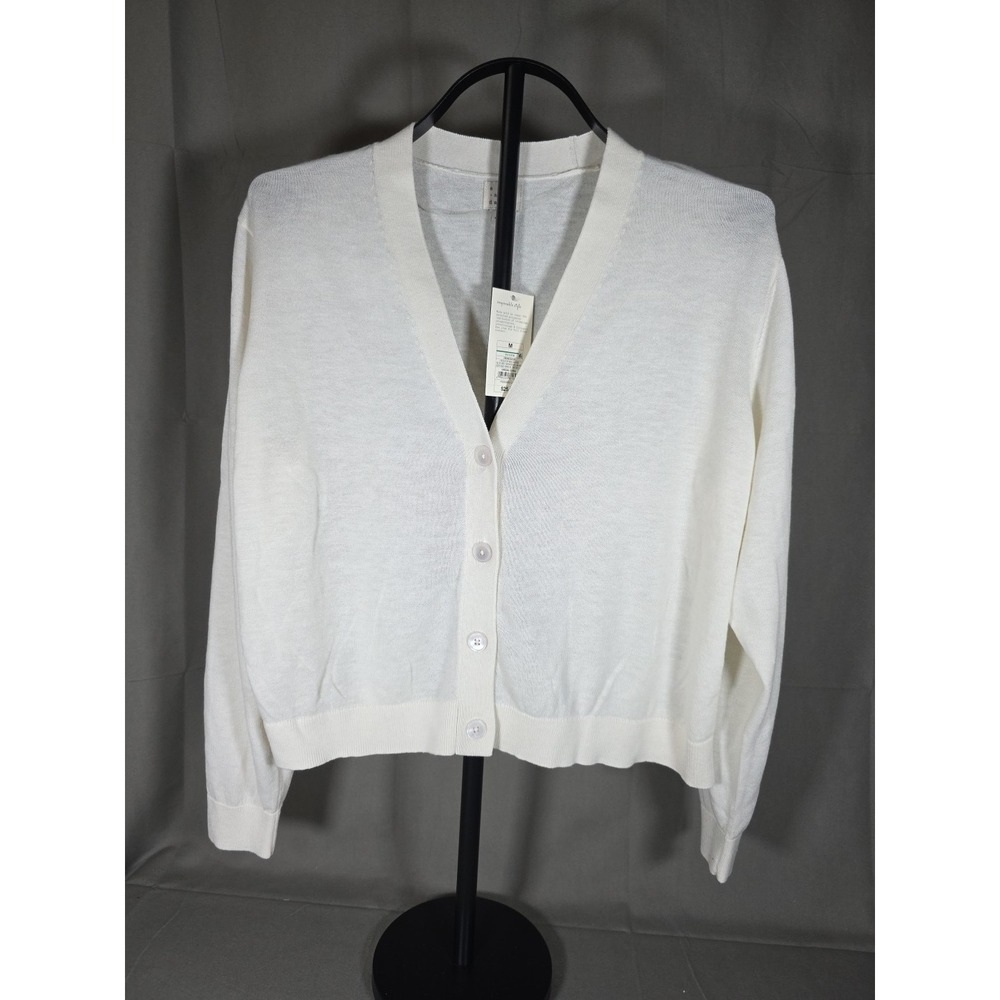 A New Day Women's Button-Front Cardigan Medium Cream Color